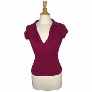Next Era Couture Maroon Deep VNeck Shirt FFS13
